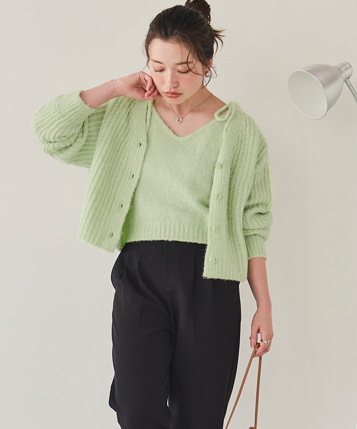 ティティベイト titivate Vネックショートニットカーディガン （ブラウン） ブラウン