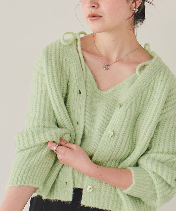 ティティベイト titivate Vネックショートニットカーディガン （ブラウン） ブラウン