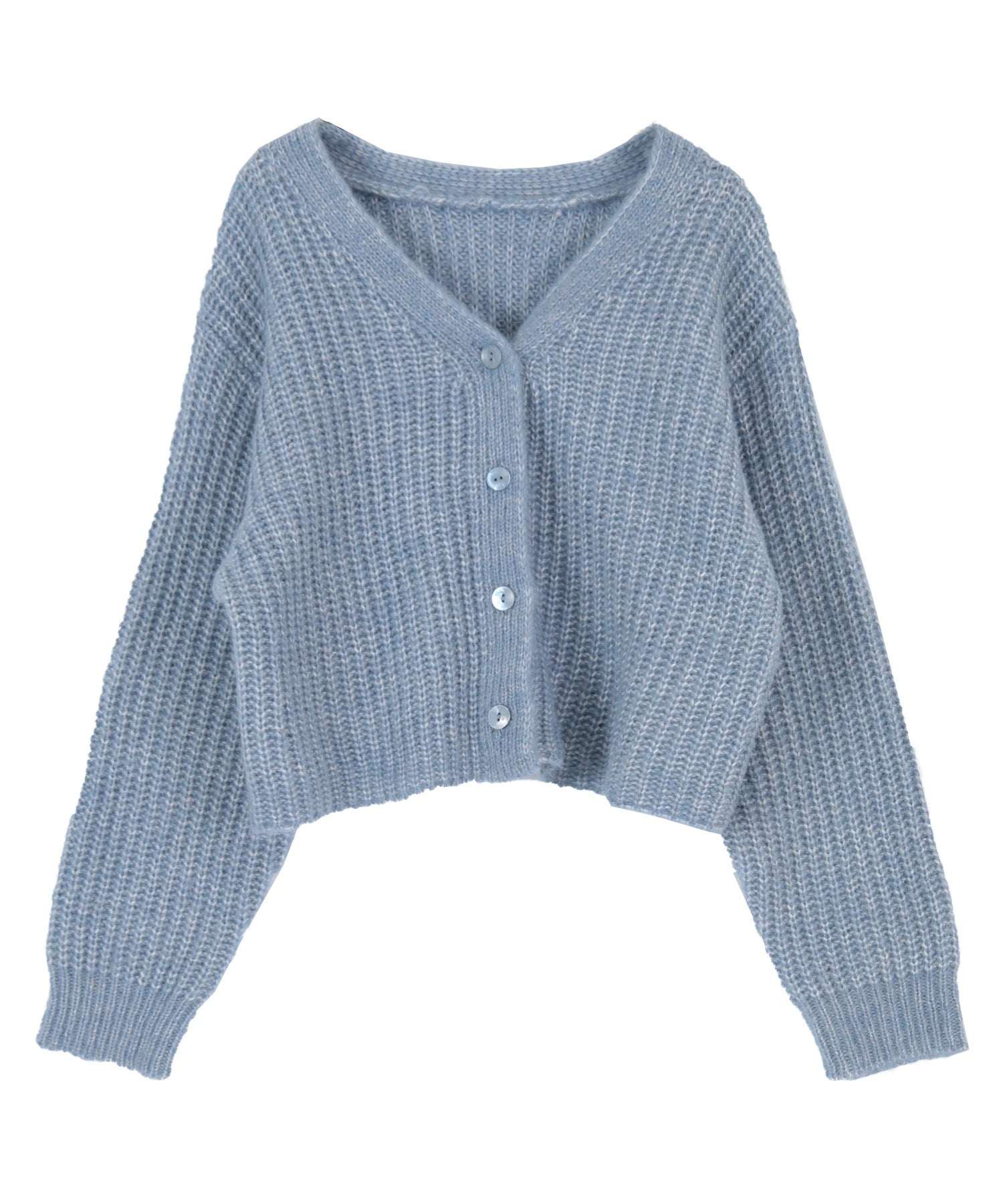 ティティベイト titivate Vネックショートニットカーディガン （ブルー） ブルー