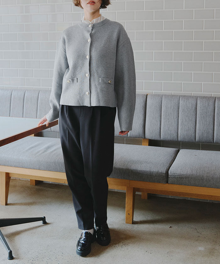 ティティベイト titivate ゴールド釦ニットカーディガン （ボーダー/オフホワイト） ボーダー/オフホワイト