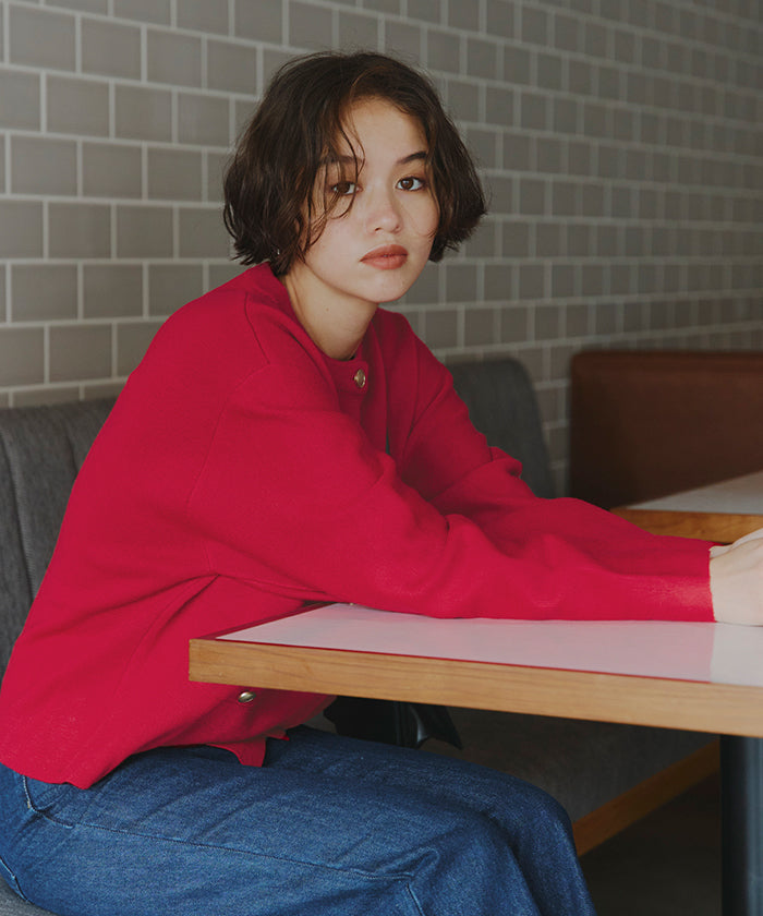 ティティベイト titivate ゴールド釦ニットカーディガン （ボーダー/オフホワイト） ボーダー/オフホワイト