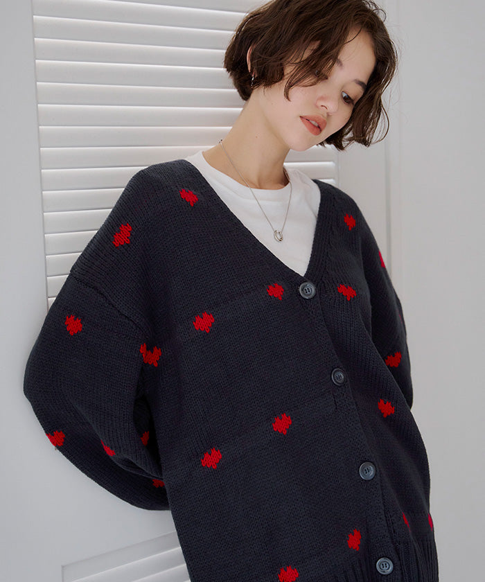 ティティベイト titivate ハートニットカーディガン （ブラック/アイボリー） ブラック/アイボリー