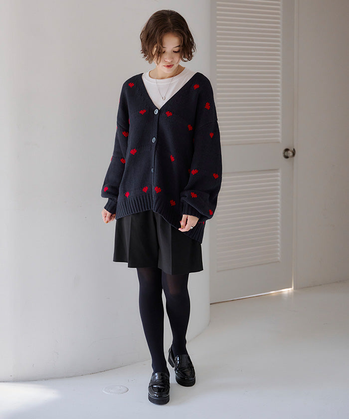 ティティベイト titivate ハートニットカーディガン （ブラック/アイボリー） ブラック/アイボリー