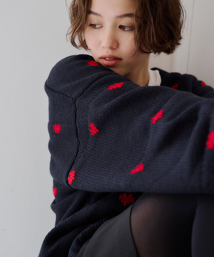 ティティベイト titivate ハートニットカーディガン （ブラック/アイボリー） ブラック/アイボリー