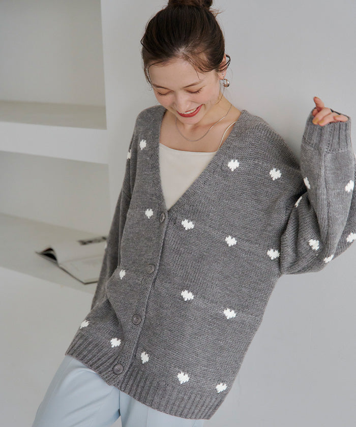 ティティベイト titivate ハートニットカーディガン （ブラック/アイボリー） ブラック/アイボリー