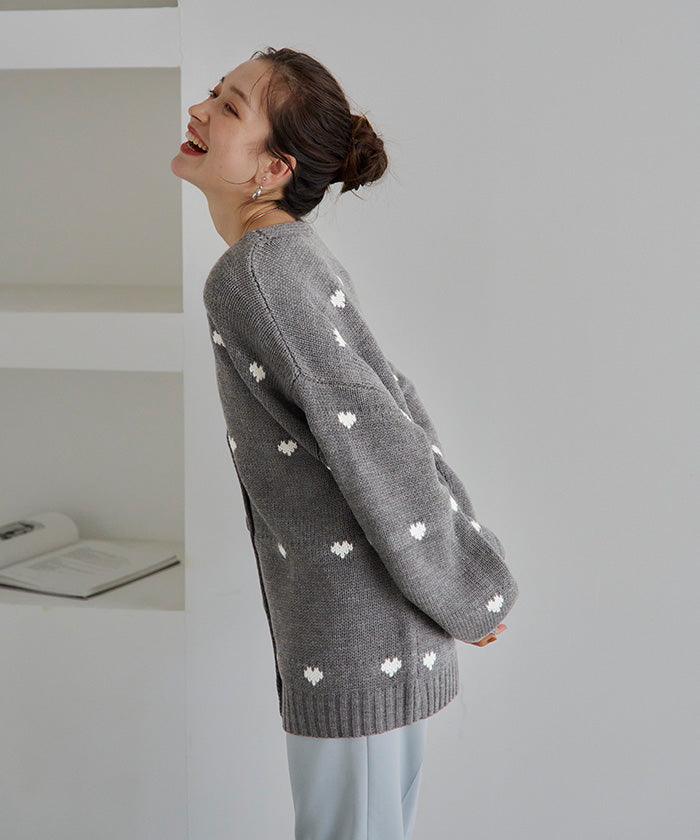 ティティベイト titivate ハートニットカーディガン （ブラック/アイボリー） ブラック/アイボリー