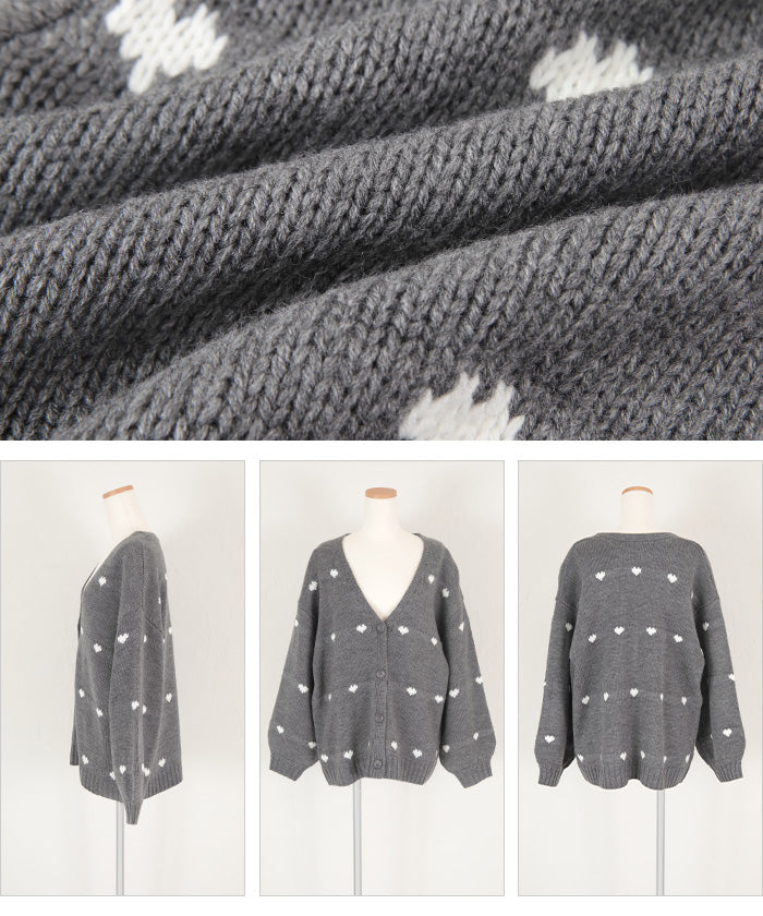 ティティベイト titivate ハートニットカーディガン （ブラック/アイボリー） ブラック/アイボリー