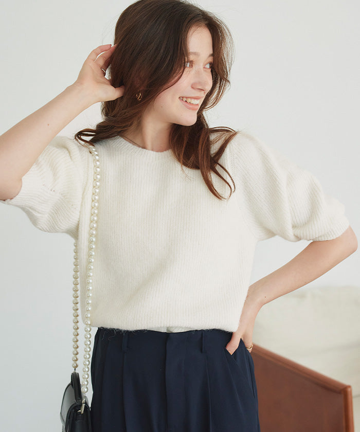 ティティベイト titivate パフスリーブふわっとニットトップス