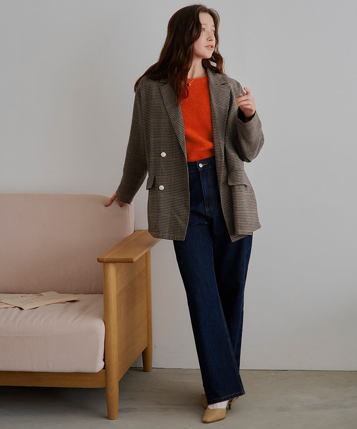 ティティベイト titivate パフスリーブふわっとニットトップス （オレンジ） オレンジ