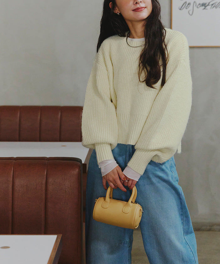 ティティベイト titivate ベーシッククルーニット （クリーム） クリーム