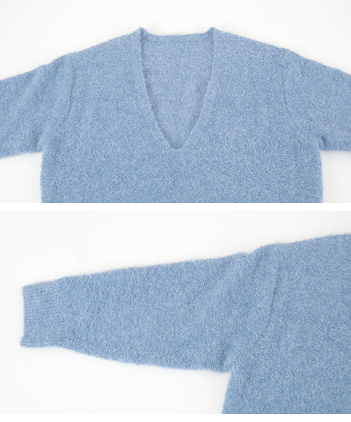 ティティベイト titivate 深Vネックボリュームスリーブニット