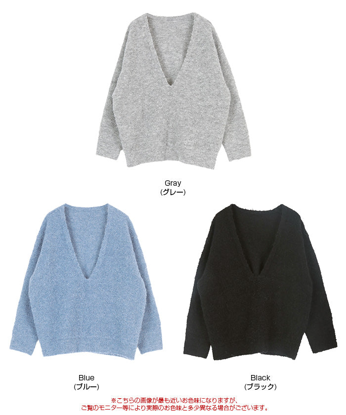 ティティベイト titivate 深Vネックボリュームスリーブニット