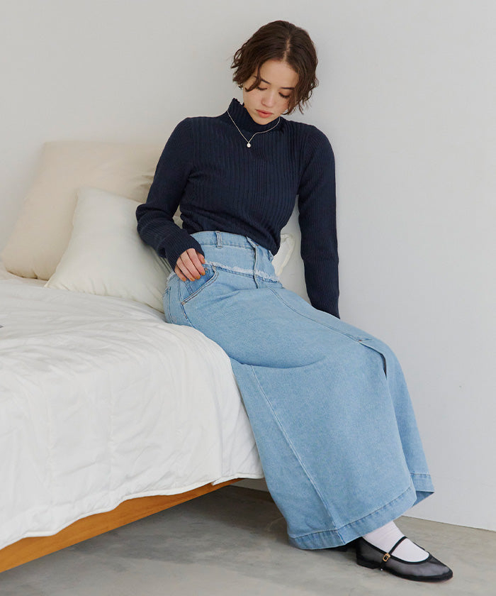 ティティベイト titivate ランダムリブハイネックニット （ライトグレー） ライトグレー