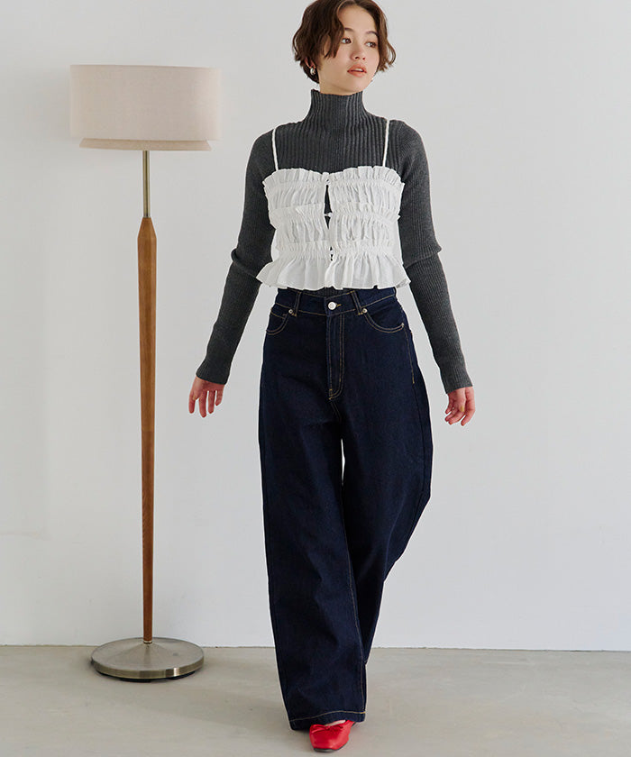 ティティベイト titivate ランダムリブハイネックニット （ライトグレー） ライトグレー