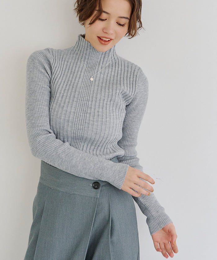 ティティベイト titivate ランダムリブハイネックニット （ライトグレー） ライトグレー