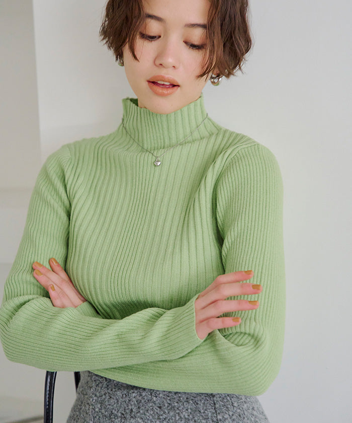 ティティベイト titivate ランダムリブハイネックニット （ライトグレー） ライトグレー