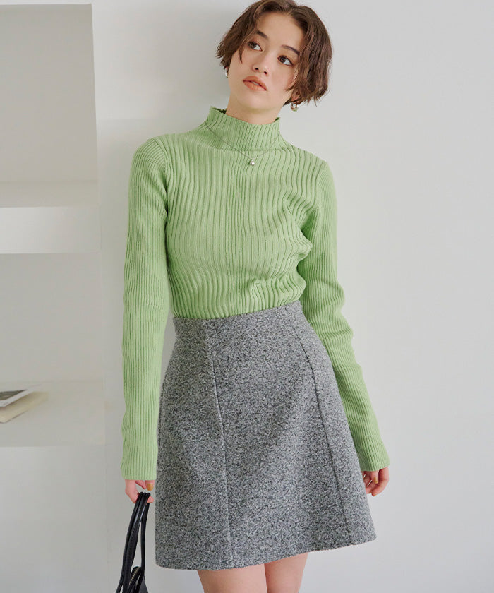 ティティベイト titivate ランダムリブハイネックニット （ライトグレー） ライトグレー