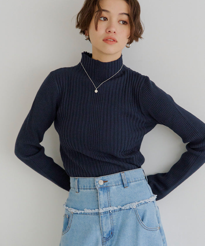 ティティベイト titivate ランダムリブハイネックニット （レッド） レッド