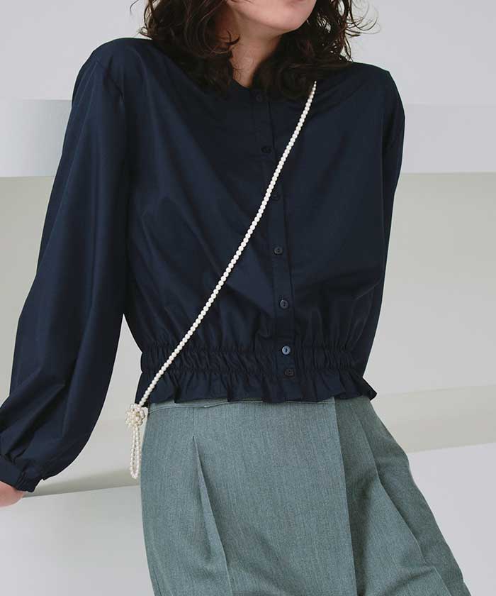 Titivate titivate crew neck hem shirring blouse