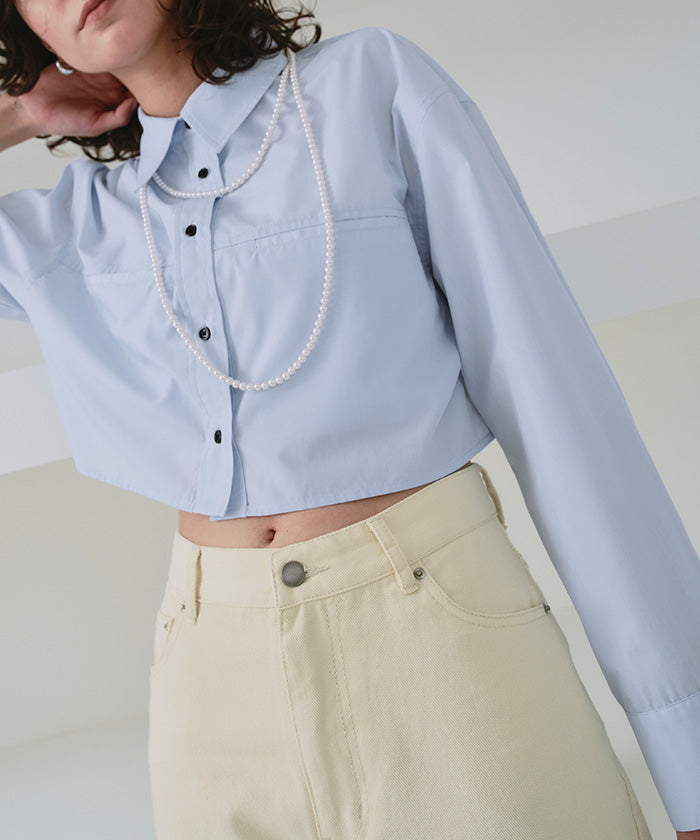 Titivate titivate long sleeve cropped pocket shirt