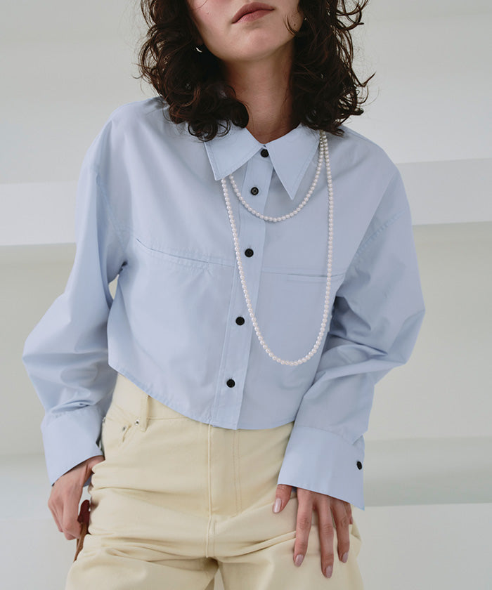 Titivate titivate long sleeve cropped pocket shirt