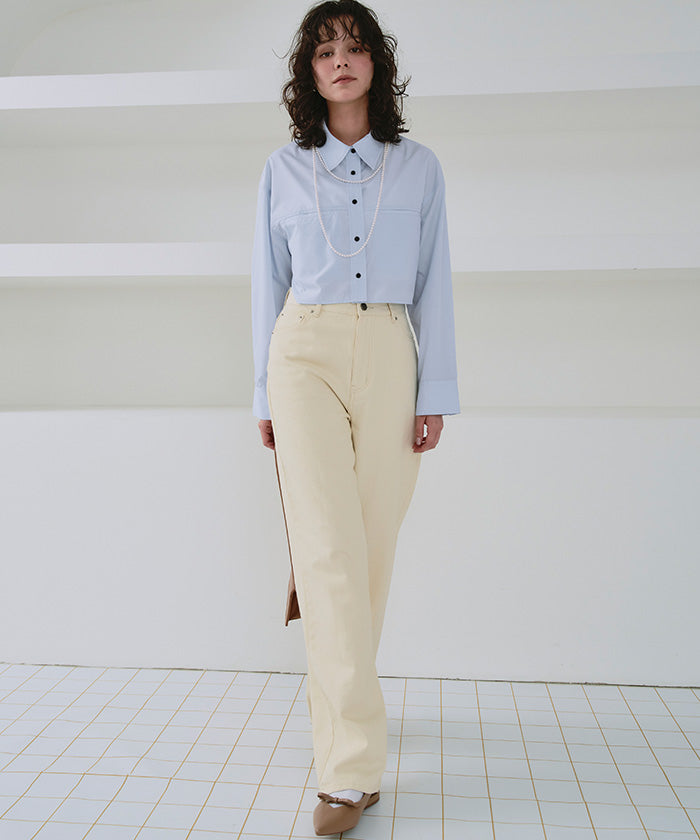 Titivate titivate long sleeve cropped pocket shirt