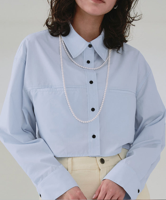 Titivate titivate long sleeve cropped pocket shirt