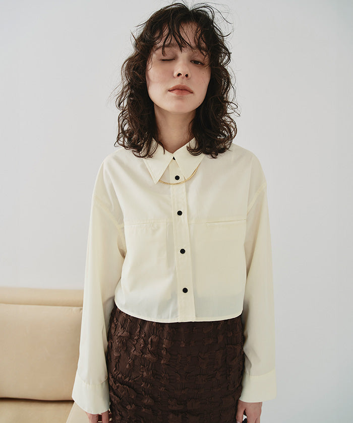 ティティベイト titivate ロングスリーブクロップドポケットシャツ （イエロー） イエロー