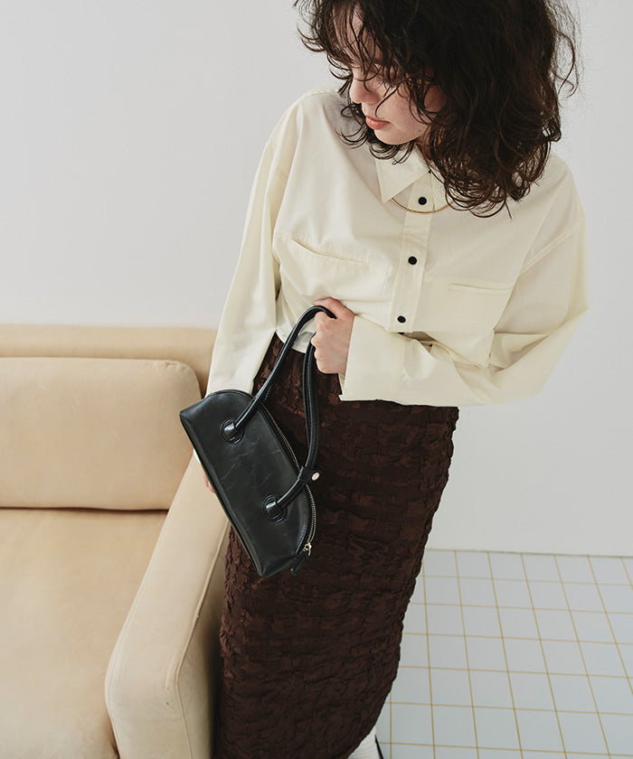 ティティベイト titivate ロングスリーブクロップドポケットシャツ （オフホワイト） オフホワイト