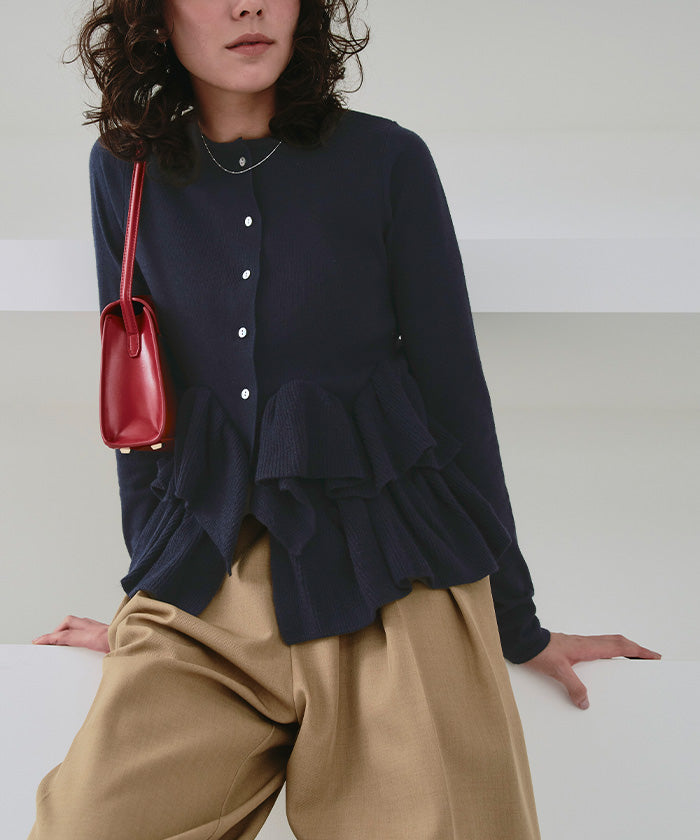 Titivate frill hem knit cardigan