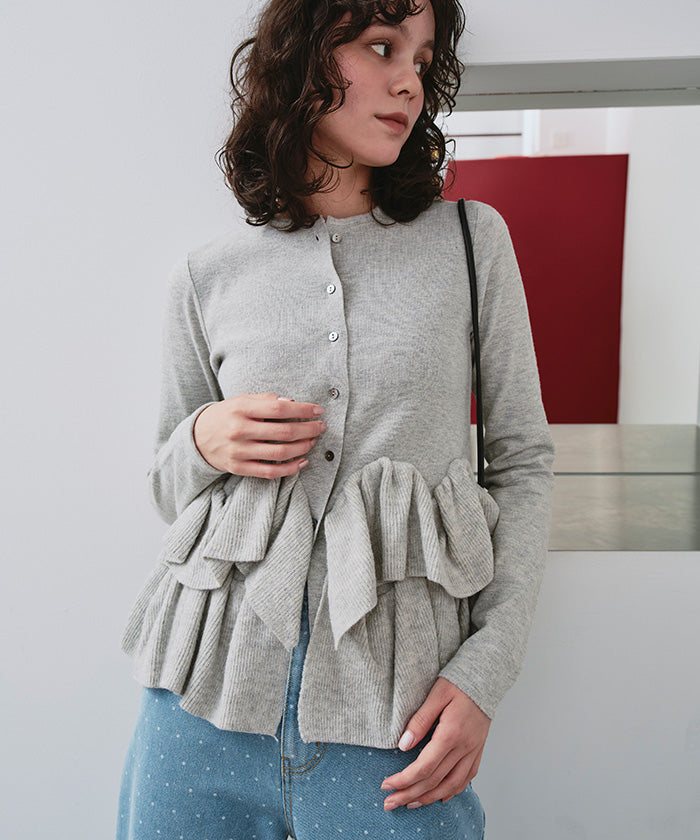 Titivate frill hem knit cardigan