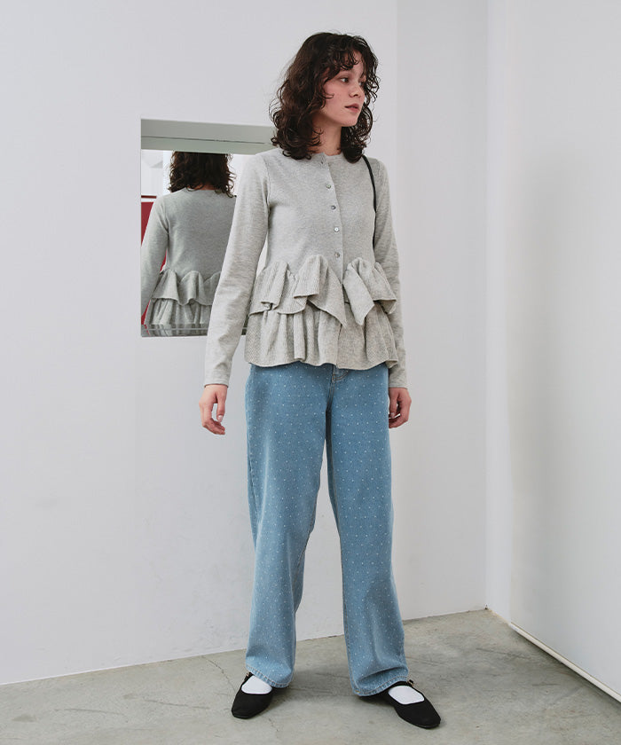 Titivate frill hem knit cardigan