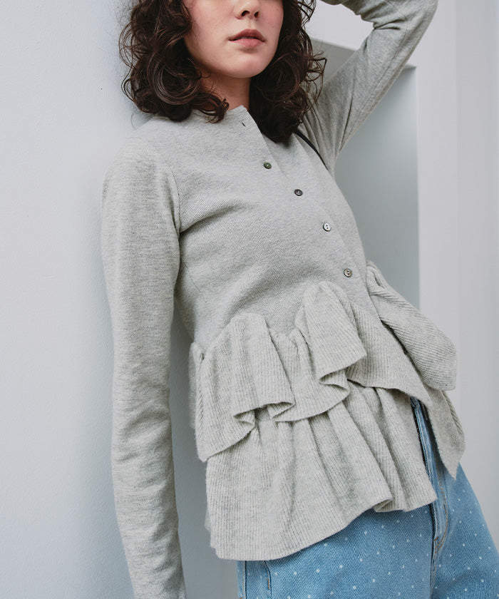 Titivate frill hem knit cardigan
