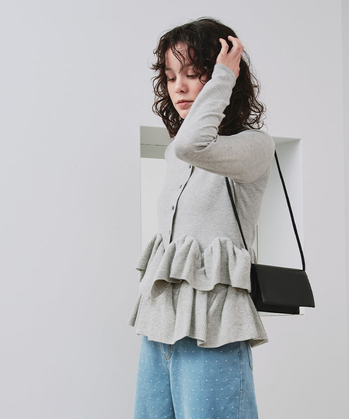 Titivate frill hem knit cardigan