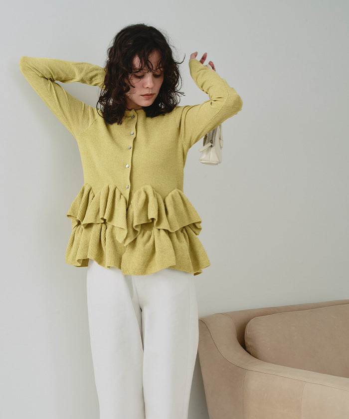 Titivate frill hem knit cardigan