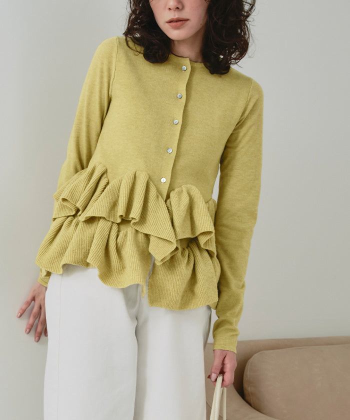 Titivate frill hem knit cardigan