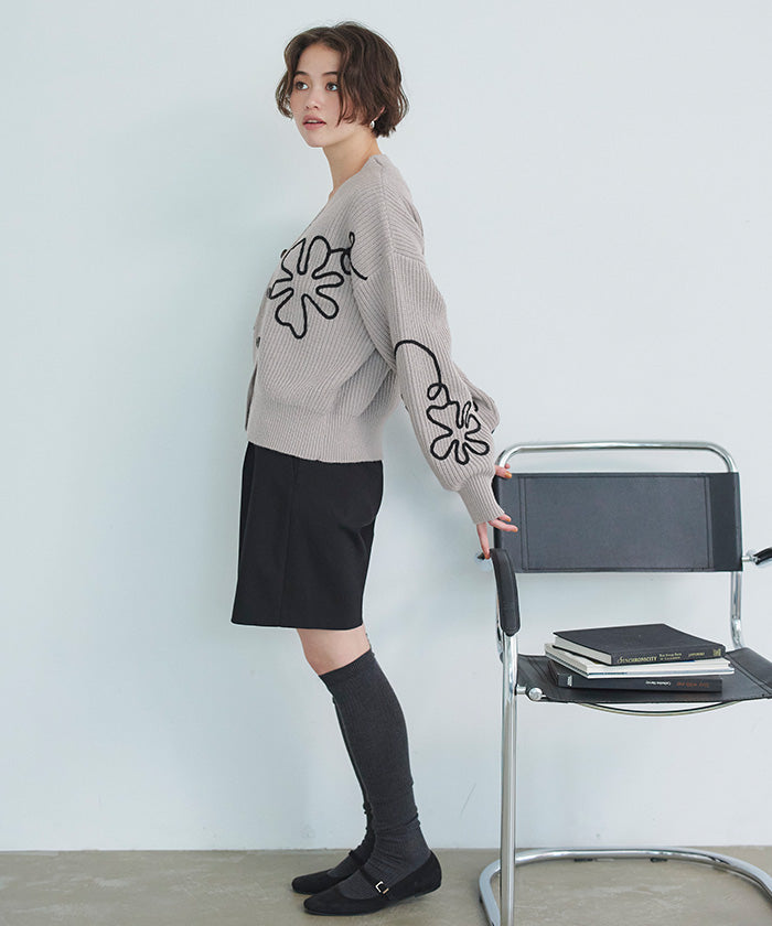 ティティベイト titivate フラワーラインニットカーディガン