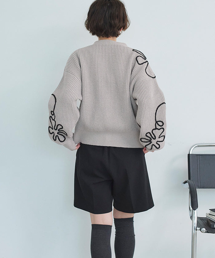 ティティベイト titivate フラワーラインニットカーディガン