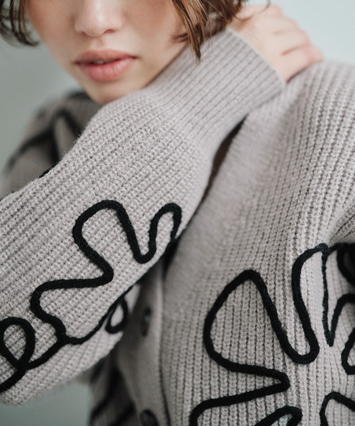 ティティベイト titivate フラワーラインニットカーディガン