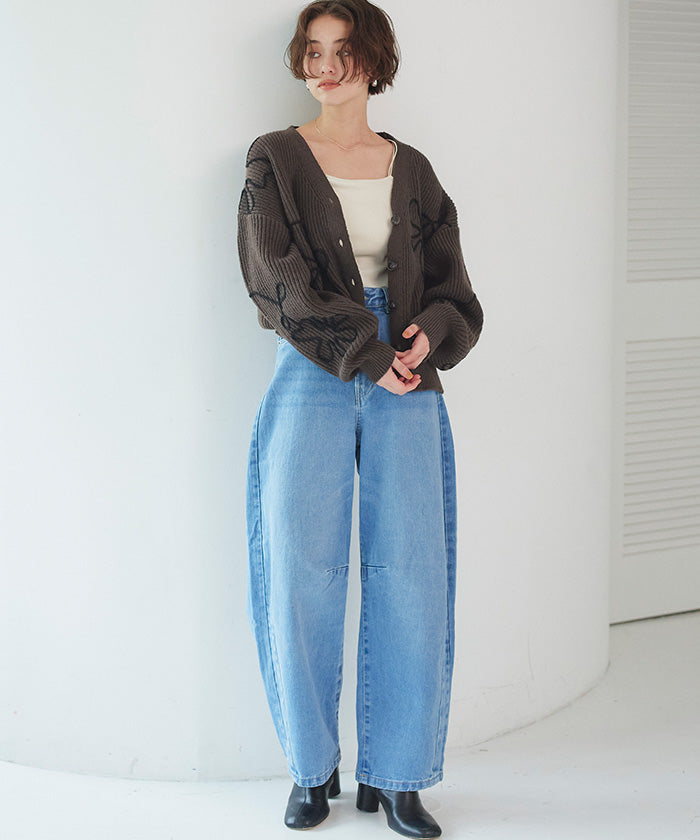 ティティベイト titivate フラワーラインニットカーディガン