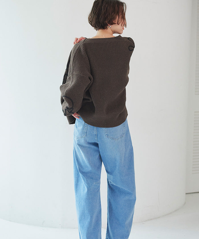 ティティベイト titivate フラワーラインニットカーディガン