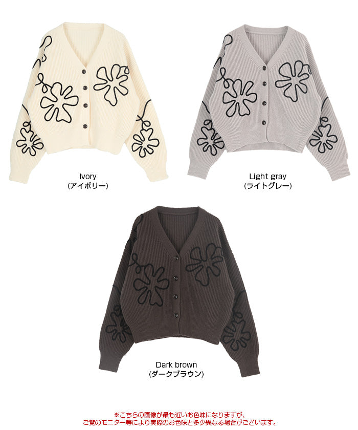 ティティベイト titivate フラワーラインニットカーディガン