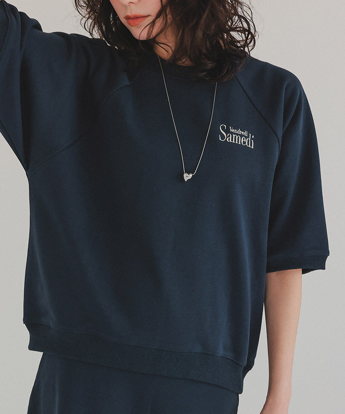 ティティベイト titivate 刺繍入りハーフスリーブスウェットプルオーバー （杢グレー/エー） 杢グレー/エー