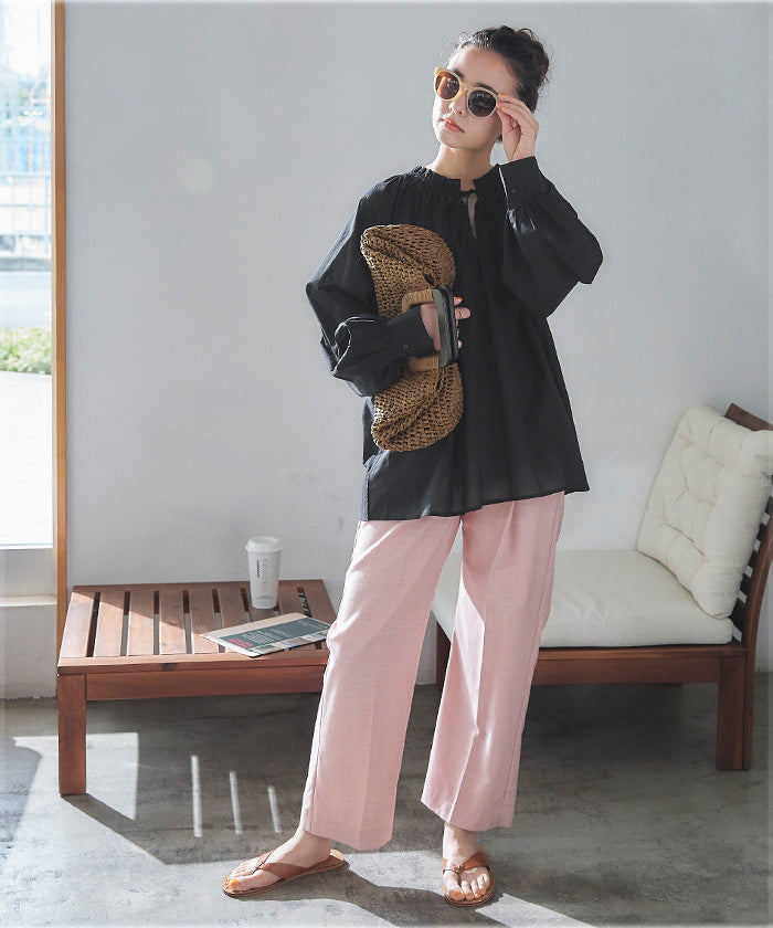 ティティベイト titivate リボン付きAラインギャザーブラウス