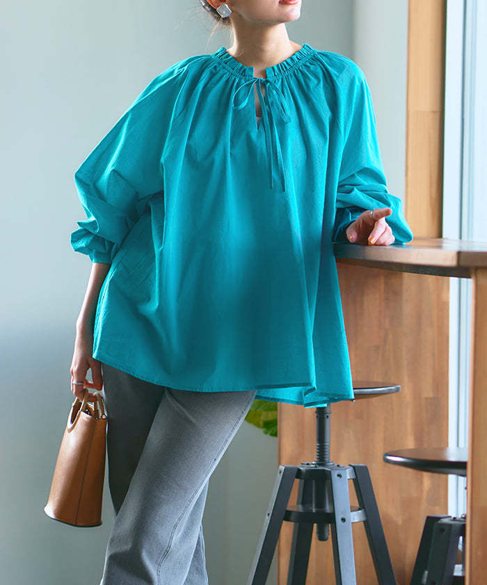 ティティベイト titivate リボン付きAラインギャザーブラウス