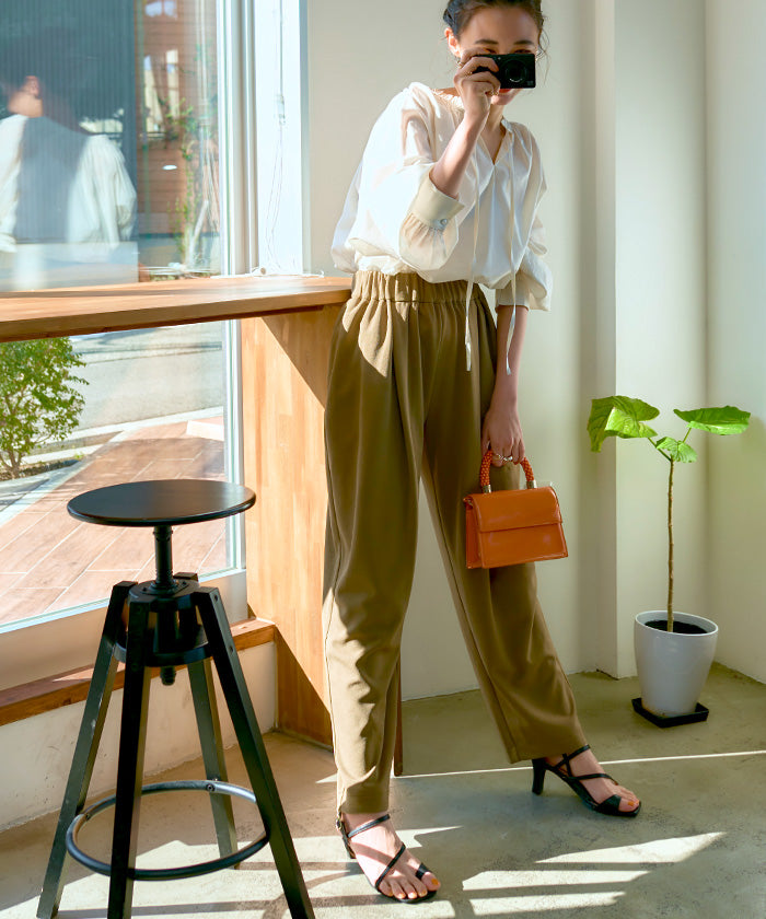 ティティベイト titivate リボン付きAラインギャザーブラウス