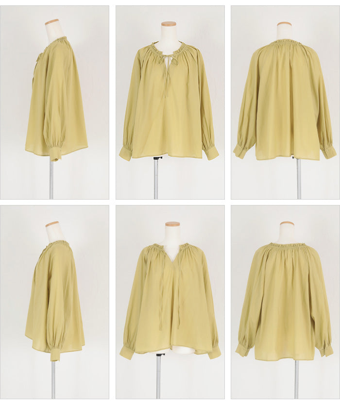 ティティベイト titivate リボン付きAラインギャザーブラウス