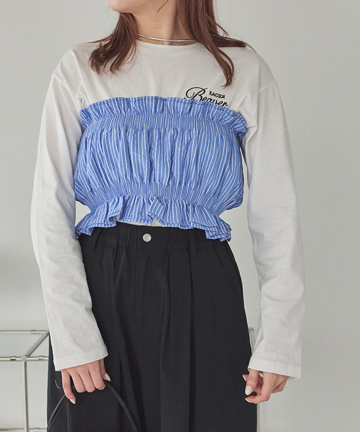 ティティベイト titivate サッカーストライプシャーリングビスチェ （ボーダー/ブルー） ボーダー/ブルー