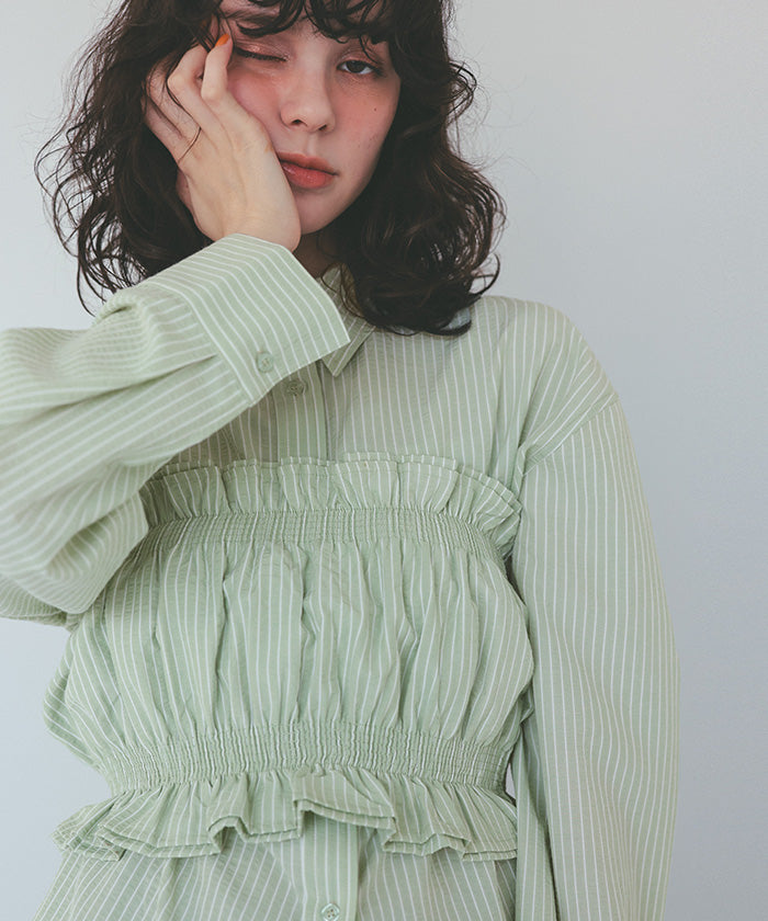 ティティベイト titivate サッカーストライプシャーリングビスチェ （ボーダー/グリーン） ボーダー/グリーン