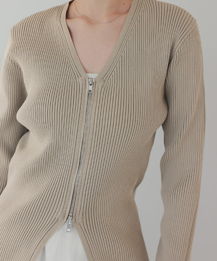 ティティベイト titivate スリムアップジップニットカーディガン